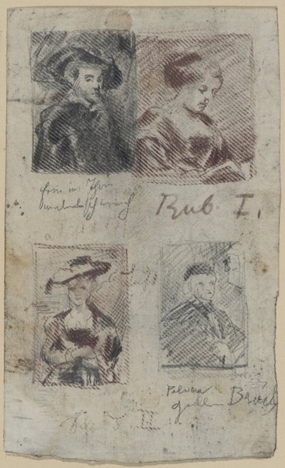 Tres bocetos de copia según Peter Paul Rubens, uno después de Palma Vecchio (?) de Franz von Lenbach, Peter Paul Rubens