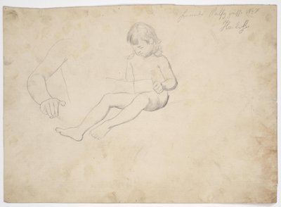 Estudio de desnudo de un niño sentado, leyendo de Franz von Matsch
