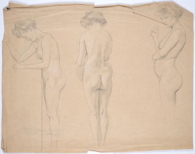 Estudios de desnudo de una mujer embarazada de Franz von Matsch