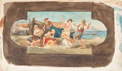 La danza de los italianos - borrador de una pintura de techo de Franz von Matsch