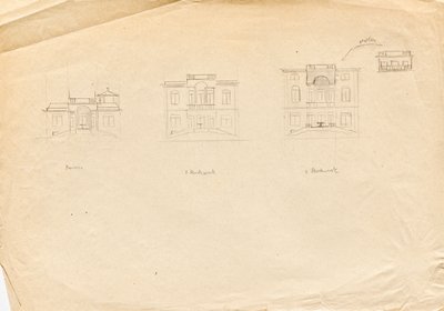 Bocetos de diseño para Matcha Atelier Villa - fachada jardín de Franz von Matsch