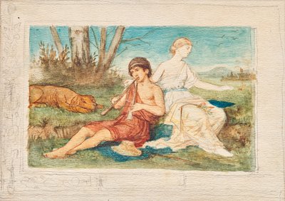 Niño con flauta doble y musa de Franz von Matsch