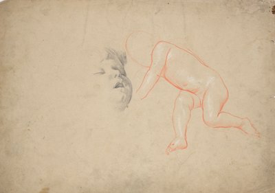 Estudios de un bebé, la cabeza de un bebé dormido, la cabeza de una mujer de Franz von Matsch