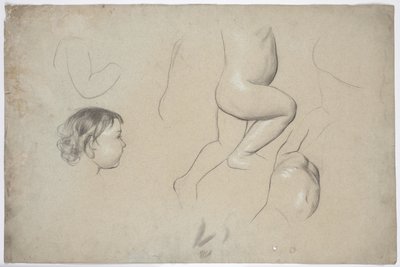 Estudios de las partes del cuerpo de los niños y de la cabeza de un niño de perfil de Franz von Matsch
