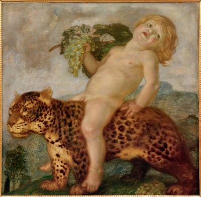 Niño Baco sobre un pantera de Franz von Stuck