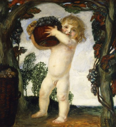 Niño con uvas; Knabe mit Trauben, 1903 de Franz von Stuck
