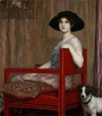 Mary von Stuck en un sillón rojo de Franz von Stuck