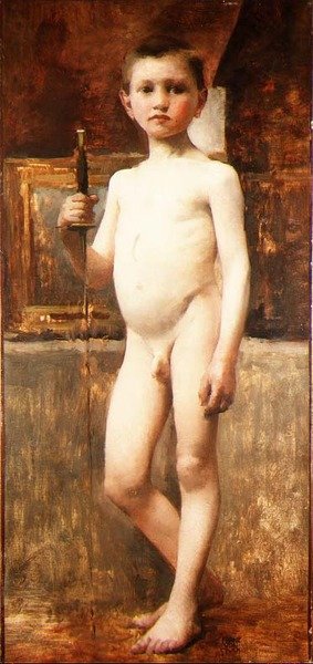 Niño Desnudo con Espada de Franz von Stuck