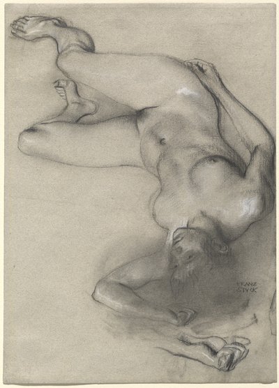 Mujer Desnuda Acostada en el Suelo de Franz von Stuck