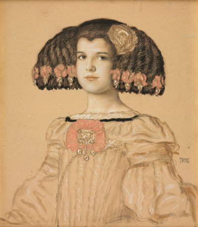 Retrato de Mary, la hija del artista, con traje español, 1908 de Franz von Stuck