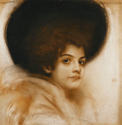 Retrato de una dama con sombrero de Franz von Stuck
