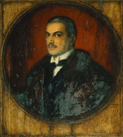 Autorretrato del artista, medio cuerpo, 1915 de Franz von Stuck