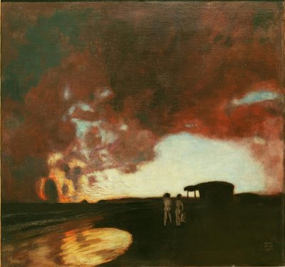 Puesta de sol en el mar de Franz von Stuck