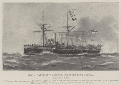 HMS Amphion, reportado varado cerca de Antigua de Fred T. Jane