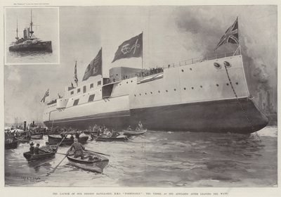 El Lanzamiento de Nuestro Barco de Guerra Más Grande, HMS Formidable, el Buque tal como apareció después de dejar las Vías de Fred T. Jane