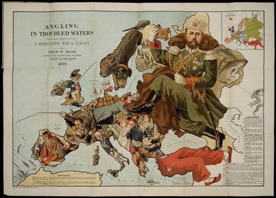 Pescando en aguas turbulentas. Un mapa serio-cómico de Europa de Fred W. Rose