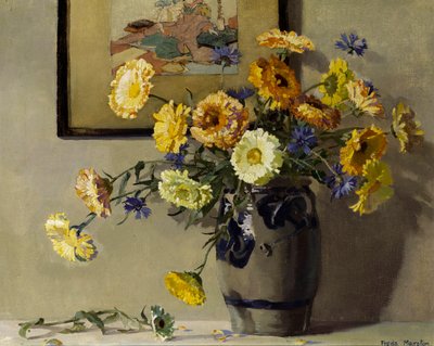 Caléndulas, c.1920 (óleo sobre lienzo) de Freda Marston