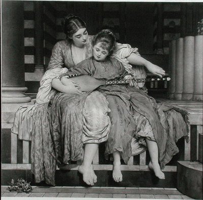 La lección de música, publicada por The Fine Art Society de Frederic (after) Leighton