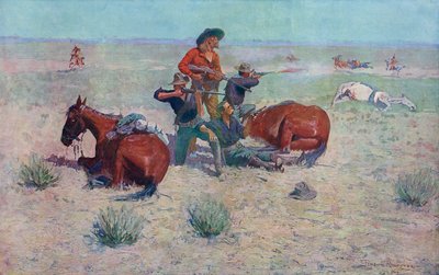 Indios atacando a los vaqueros. Frederic Remington. de Frederic (after) Remington