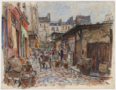 Le Marché des Enfants Rouges, lado oeste, bajo la lluvia de Frederic Anatole Houbron