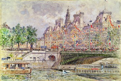 Plaza del Ayuntamiento, París, 14 de julio de 1905 de Frederic Anatole Houbron