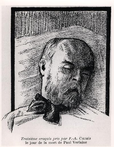 Boceto de Paul Verlaine en su lecho de muerte, de 