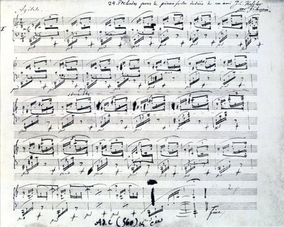 Partitura para Preludio 1 para piano de Frederic Chopin (1810 - 1849), compositor polaco de Frederic Chopin