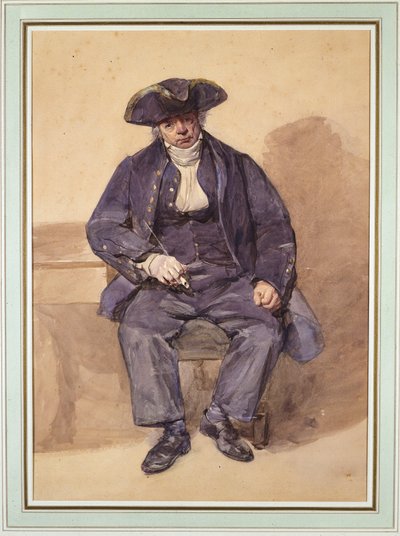 Retrato de John Adams, alias John Wilkinson, contramaestre, 78 años (acuarela) de Frederic Cruikshank