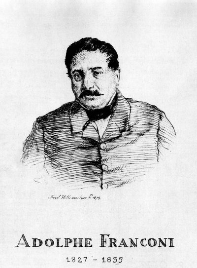 Circo: aguafuerte de Frédéric Hillemacher, retrato de Adolphe Franconi (1827-1855) - en “El Circo Franconi” de Frederic Desire Hillemacher