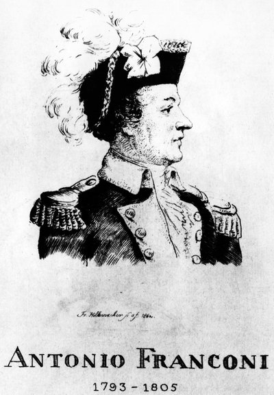 Circo: Aguafuerte de Frédéric Hillemacher, retrato de Antonio Franconi (1793-1805) - en El Circo Franconi de Frederic Desire Hillemacher
