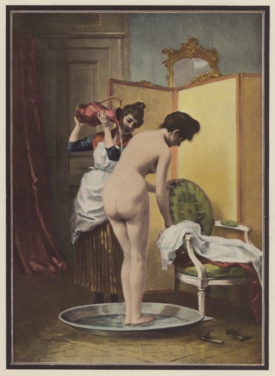 Mujer en su aseo (litografía en color) de Frederic Dufaux