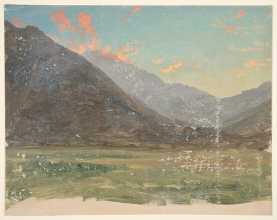 Valle profundo, con nubes iluminadas por el atardecer de Frederic Edwin Church