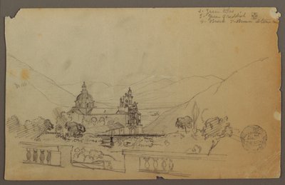 Dibujo, Una iglesia en las montañas de Ecuador, septiembre de 1853 de Frederic Edwin Church