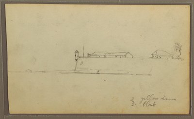 Dibujo, Un fuerte; reverso: Bocetos botánicos, Casa, 1857 de Frederic Edwin Church