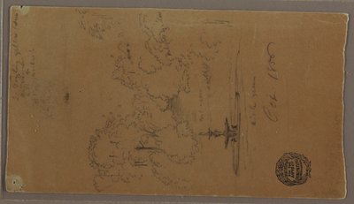 Dibujo, Una fuente en un parque, Cataratas del Niágara, octubre de 1856 de Frederic Edwin Church