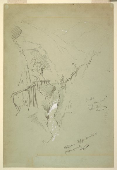 Dibujo, Un desfiladero entre Ceppo Morelli amp; Macugnaga, 11-12 de septiembre de 1868 de Frederic Edwin Church