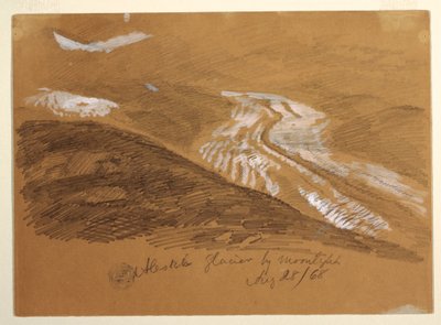 Dibujo, Glaciar Aletsch a la luz de la luna, Alpes Berneses, Suiza, 28 de agosto de 1868 de Frederic Edwin Church