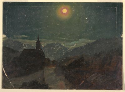 Dibujo, Paisaje alpino nocturno, 1868 de Frederic Edwin Church
