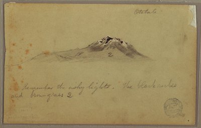 Dibujo, Pico de la montaña andina (Cayambe ), Otavalo, Ecuador, agosto o septiembre de 1853 de Frederic Edwin Church