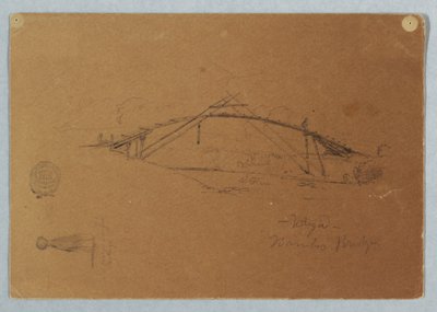 Dibujo, Puente de bambú en Buga, Colombia y Niña cargando una jarra, Cartago, Colombia, julio de 1853. de Frederic Edwin Church
