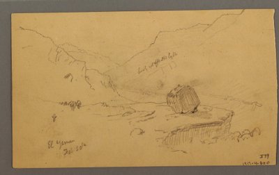 Dibujo, Bahía con casas, montañas detrás, enero de 1868 de Frederic Edwin Church