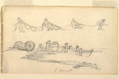 Dibujo, Barco con mujer y niños, julio-agosto de 1858 de Frederic Edwin Church