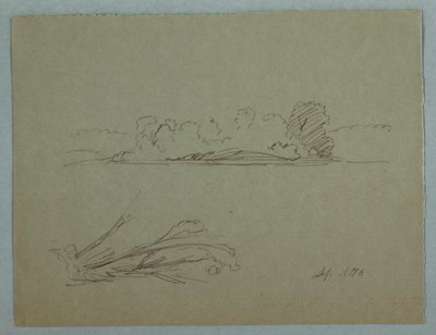 Dibujo, Bocetos botánicos: paisaje, árboles en una orilla, septiembre de 1876 de Frederic Edwin Church
