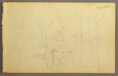 Dibujo, Rocas entre árboles, 1844 de Frederic Edwin Church