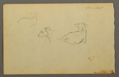 Dibujo, Niño apoyado en un saco, sombrero, 1844 de Frederic Edwin Church