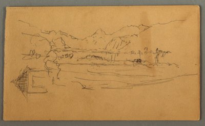 Dibujo, Valle Ancho, Cobertizo, St. Gilgen, Austria, posiblemente 1868 de Frederic Edwin Church