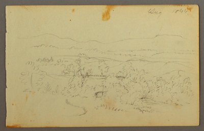 Dibujo, Valle ancho con granjas, 1844 de Frederic Edwin Church