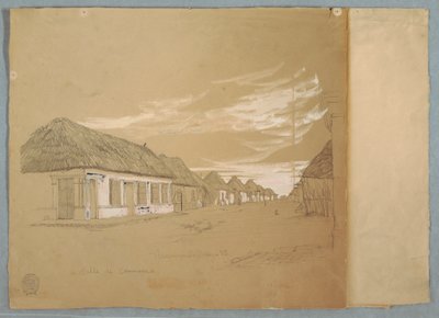 Dibujo, Calle de Comercio, Barranquilla, Colombia, mayo de 1853 de Frederic Edwin Church