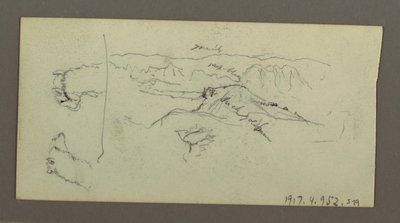 Dibujo, Stuides de camello, arbusto y valle, posiblemente 1868 de Frederic Edwin Church