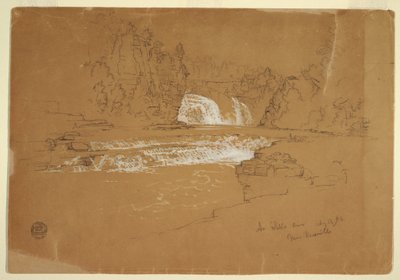 Dibujo, Cascadas del río Ausable, cerca de Keesevill, Nueva York, 13 de agosto de 1856 de Frederic Edwin Church